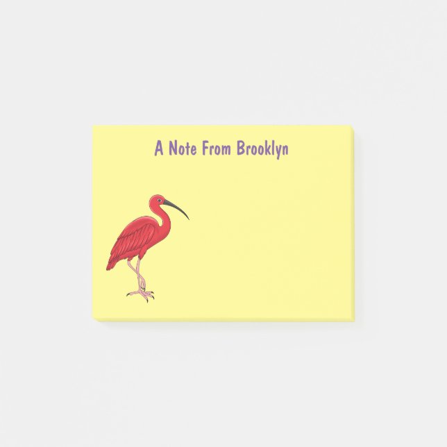 Scarlet ibis bird cartoon illustration post-it notes (Front)
