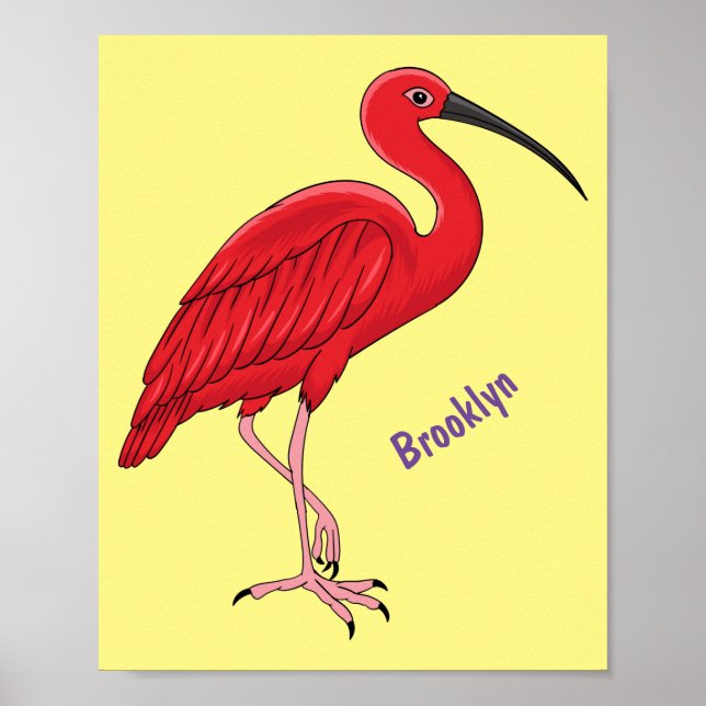 Scarlet ibis bird cartoon illustration poster (Front)