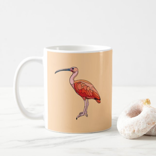 Scarlet Ibis Bird Coffee Mug (With Donut)