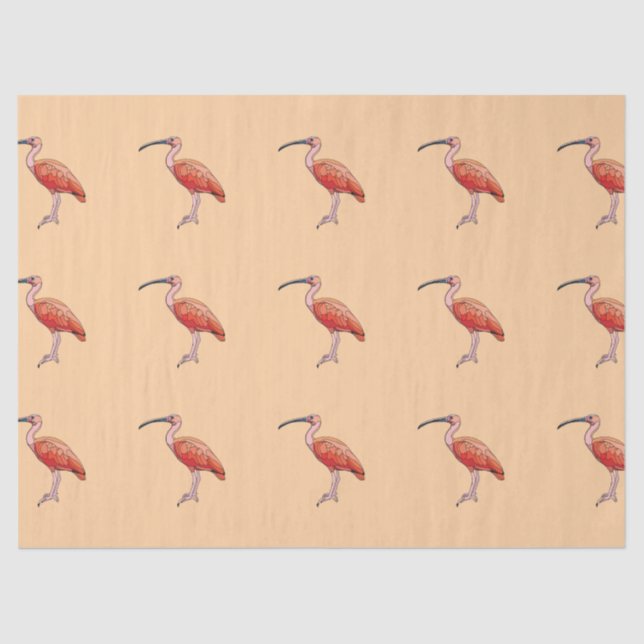 Scarlet Ibis Bird Happy Birthday Tissue Paper (Front)