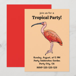 Scarlet Ibis Bird Tropical Party Invitation