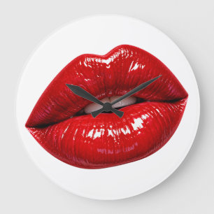 SCARLET KISS Red Lips Pop Art Wall Clock