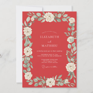 Scarlet Leafy Vine Wedding Invitation