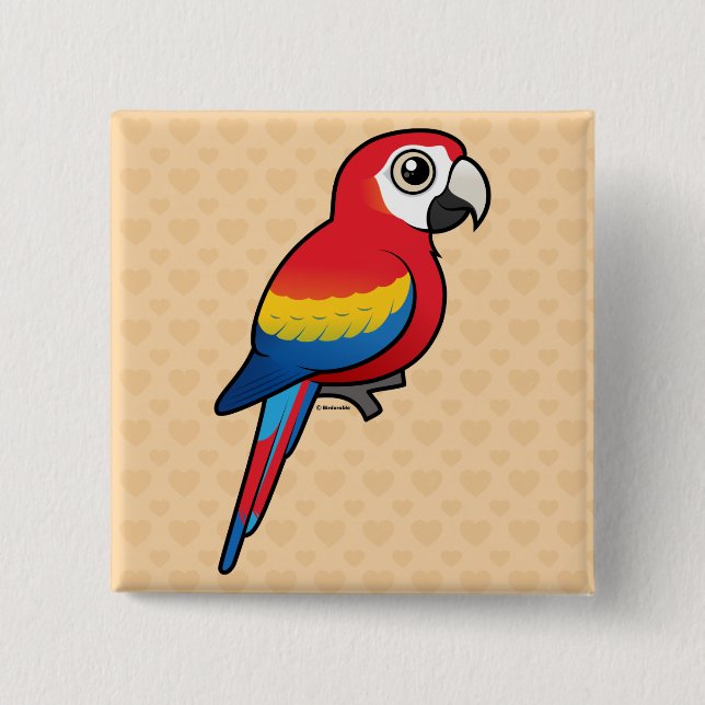 Scarlet Macaw 15 Cm Square Badge (Front)