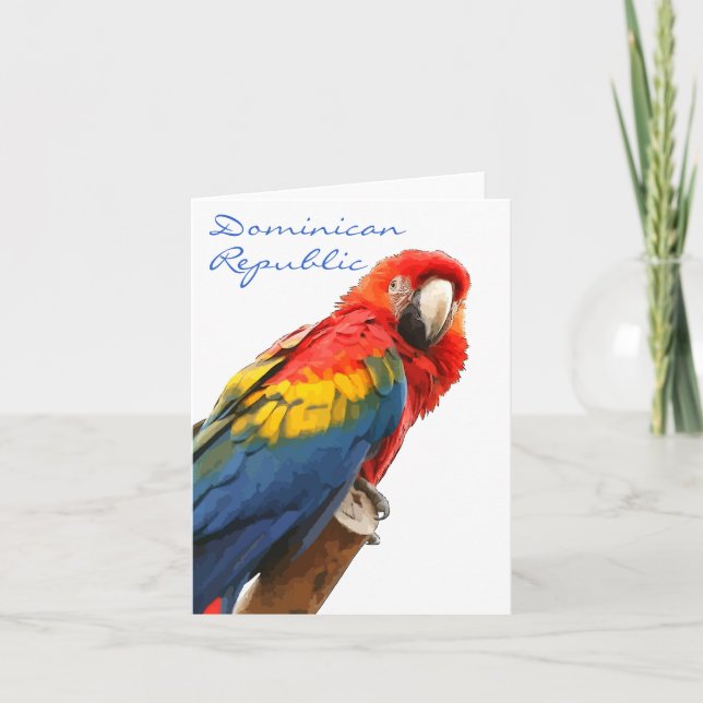 Scarlet Macaw Dominican Republic Note Card (Front)