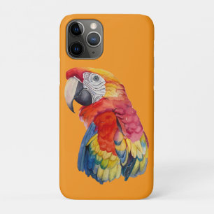 Scarlet Macaw – Expressive Watercolor Bird Art iPhone 11 Pro Case