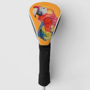 Scarlet Macaw – Expressive Watercolor Bird Art Golf Head Cover