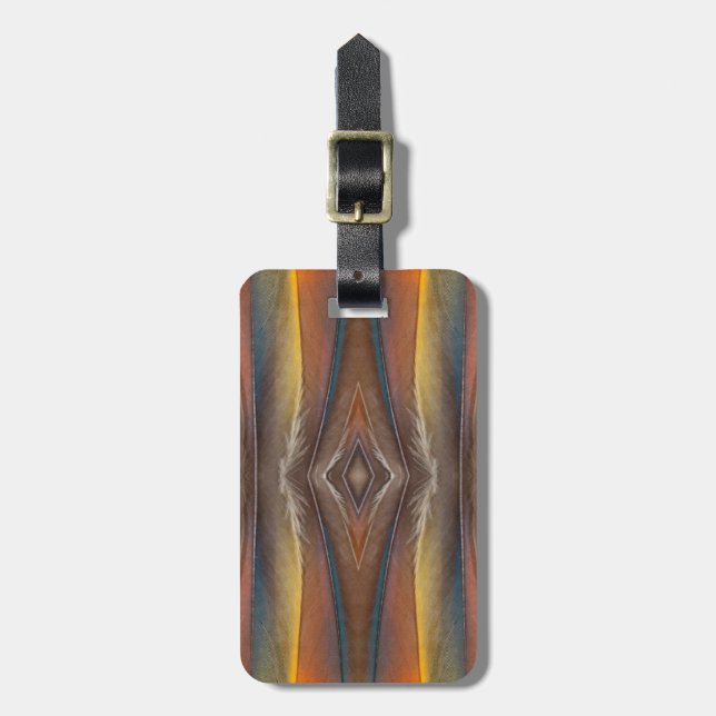 Scarlet Macaw feather design Luggage Tag (Front Vertical)