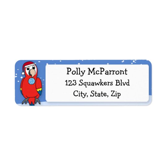 Scarlet Macaw Happy Holidays Christmas Return Address Label