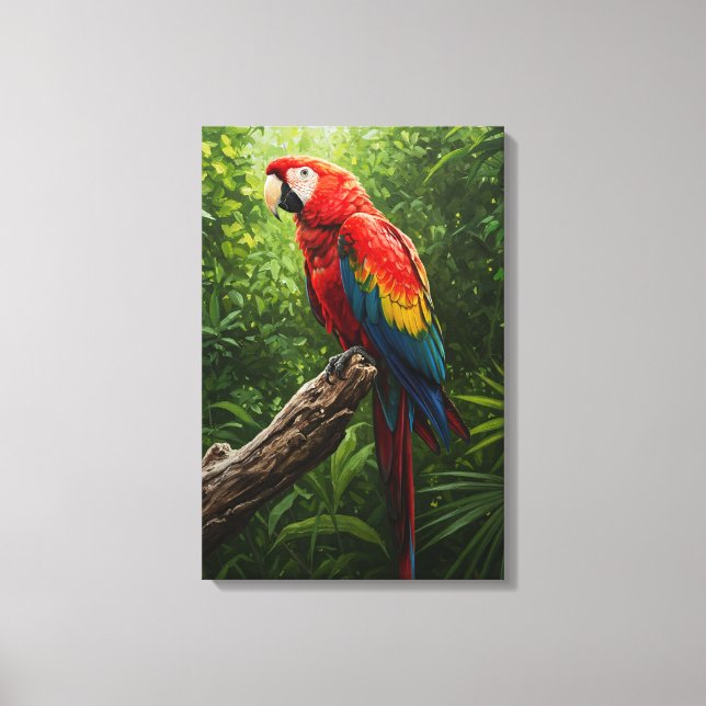Scarlet Macaw Oil Painting Canvas Print (Front)