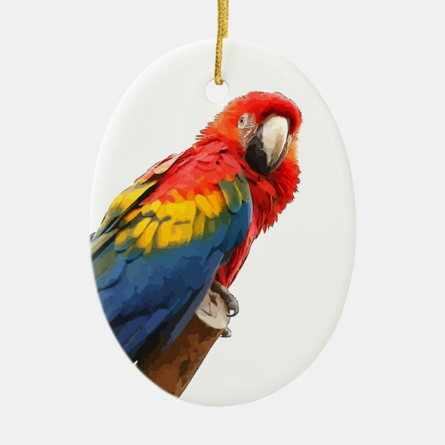 Scarlet Macaw Oval Ornament (Front)