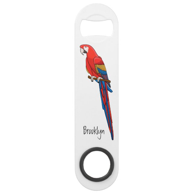 Scarlet macaw parrot cartoon illustration (Front)
