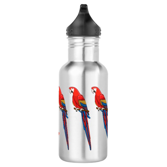 Scarlet macaw parrot cartoon illustration 532 ml water bottle (Right)