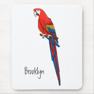 Scarlet macaw parrot cartoon illustration  mouse mat