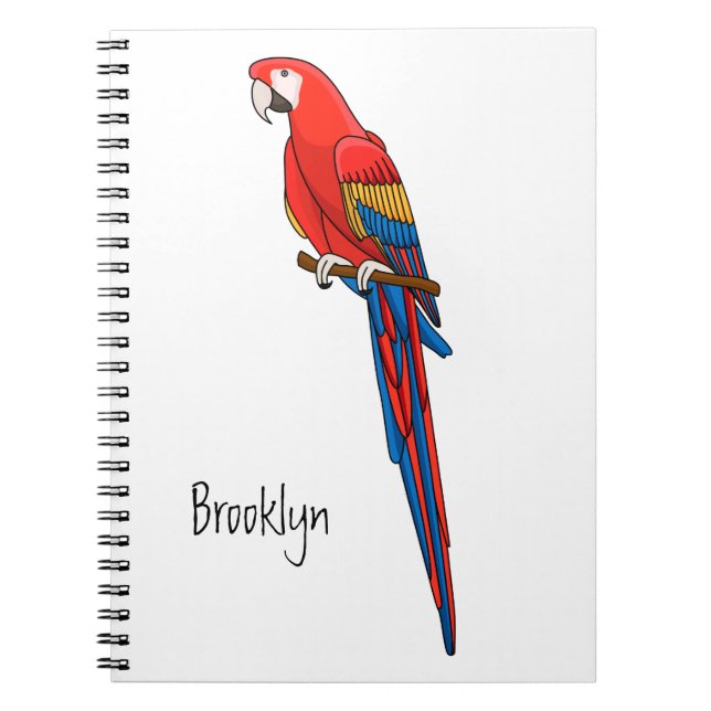 Scarlet macaw parrot cartoon illustration notebook (Front)
