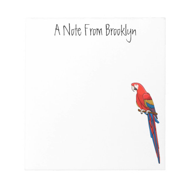 Scarlet macaw parrot cartoon illustration notepad (Front)