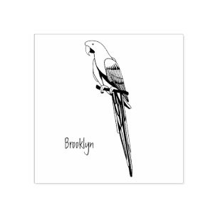 Scarlet macaw parrot cartoon illustration rubber stamp