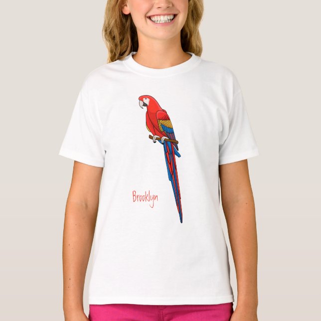 Scarlet macaw parrot cartoon illustration T-Shirt (Front)