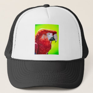 Scarlet macaw parrot trucker hat