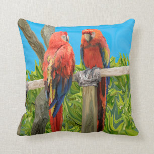 Scarlet Macaw Parrots Perching Cushion