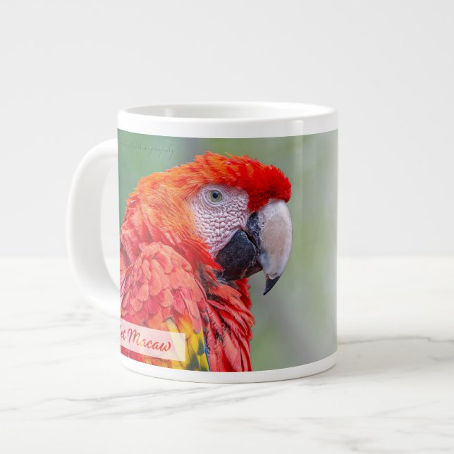 Scarlet Macaw Psalm 91:4 KJV Large Coffee Mug (Front Left)