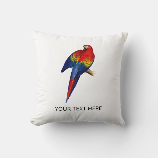 Scarlet Macaw Tropical Colorful Rain Forest Bird Cushion (Front)