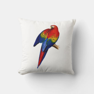 Scarlet Macaw Tropical Colourful Rain Forest Bird Cushion