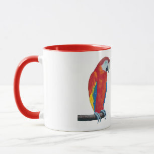 Scarlet Macaw Wildlife Red Ringer Coffee Mug Cup