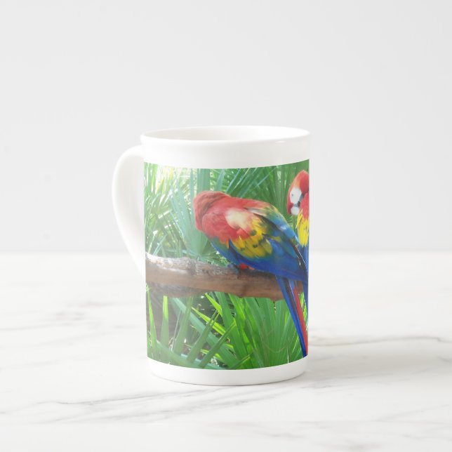 Scarlet Macaws Bone China Mug (Front Left)