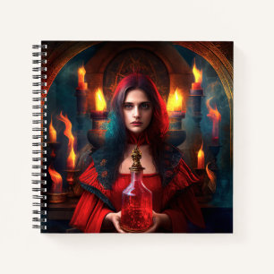 Scarlet Mystic Witch 8.5" x 8.5" Spiral Notebook