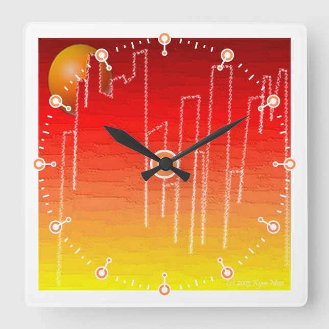 Scarlet Night Square Clock (Front)