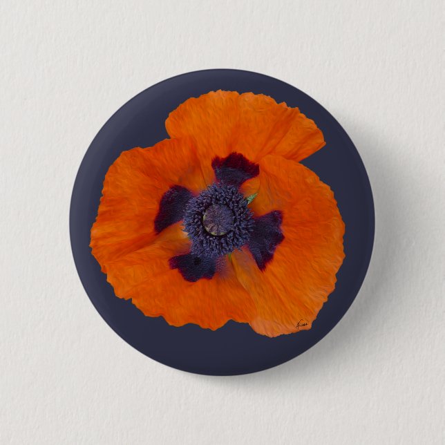 Scarlet Orange Poppy 1 6 Cm Round Badge (Front)