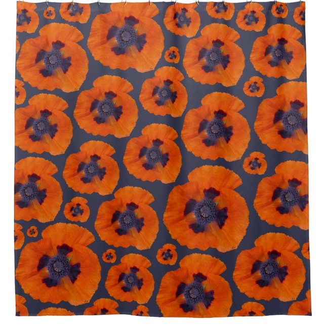 Scarlet Orange Poppy 1 Shower Curtain (Front)