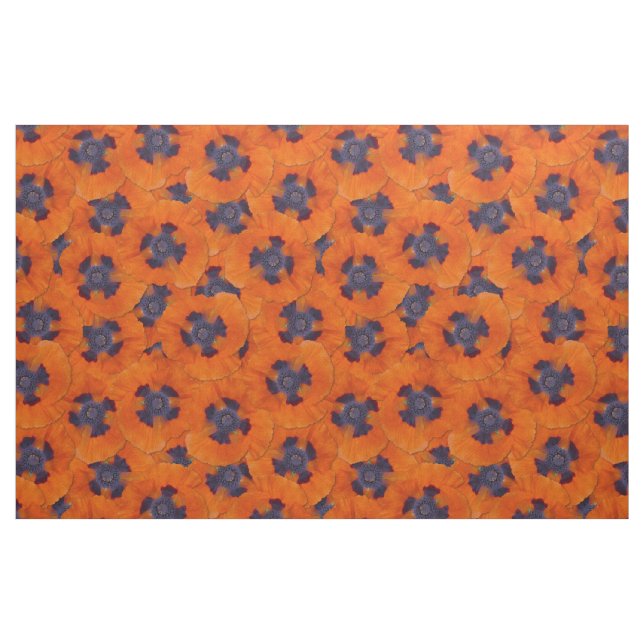 Scarlet Orange Poppy Seamless Pattern Fabric (Fat Quarter)