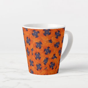 Scarlet Orange Poppy Seamless Pattern Latte Mug