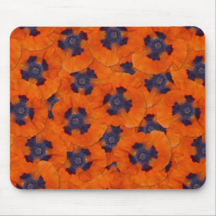Scarlet Orange Poppy Seamless Pattern Mouse Mat