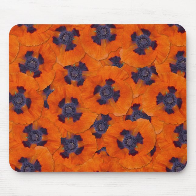 Scarlet Orange Poppy Seamless Pattern Mouse Mat (Front)