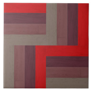 Scarlet Patchwork Wood Textured Ceramic Tile