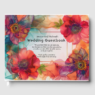 Scarlet Petal Elegance Guest Book
