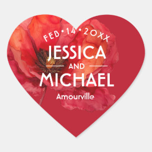  Scarlet Petal Elegance  Heart Sticker