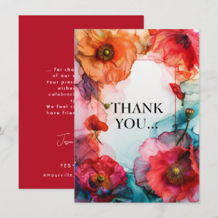 Scarlet Petal Elegance  Thank You Card