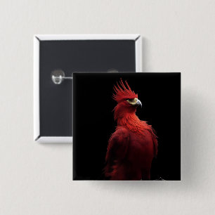 Scarlet Phoenix Sits Proudly 15 Cm Square Badge