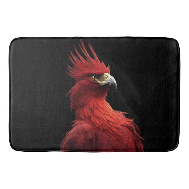 Scarlet Phoenix Sits Proudly Bath Mat (Front)