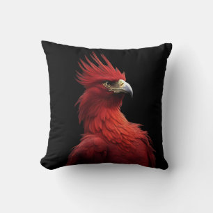Scarlet Phoenix Sits Proudly Cushion