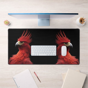 Scarlet Phoenix Sits Proudly Desk Mat