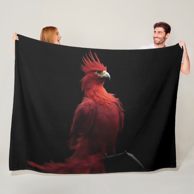 Scarlet Phoenix Sits Proudly Fleece Blanket (In Situ)