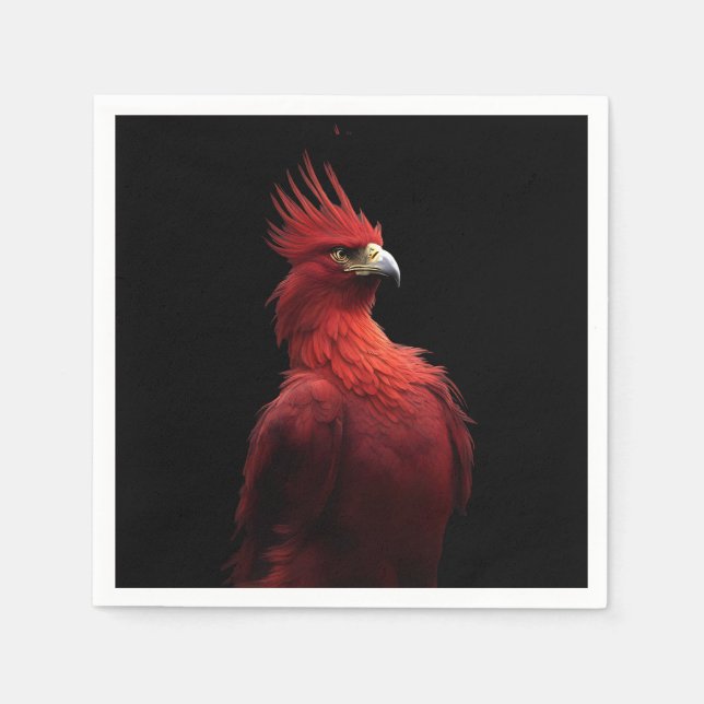 Scarlet Phoenix Sits Proudly Napkin (Front)