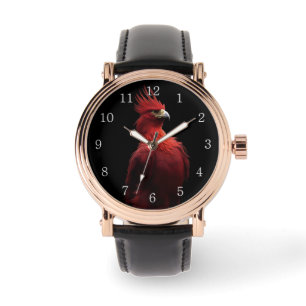 Scarlet Phoenix Sits Proudly White Numbers Watch