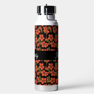 Scarlet Pimpernel Watercolor Monogram Name Water Bottle