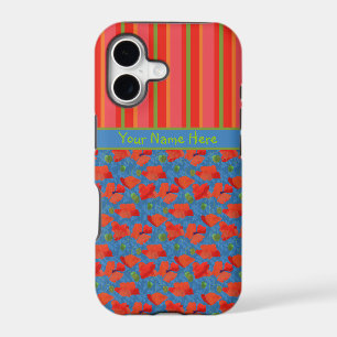 Scarlet Poppies and Stripes iPhone 5/5s Case